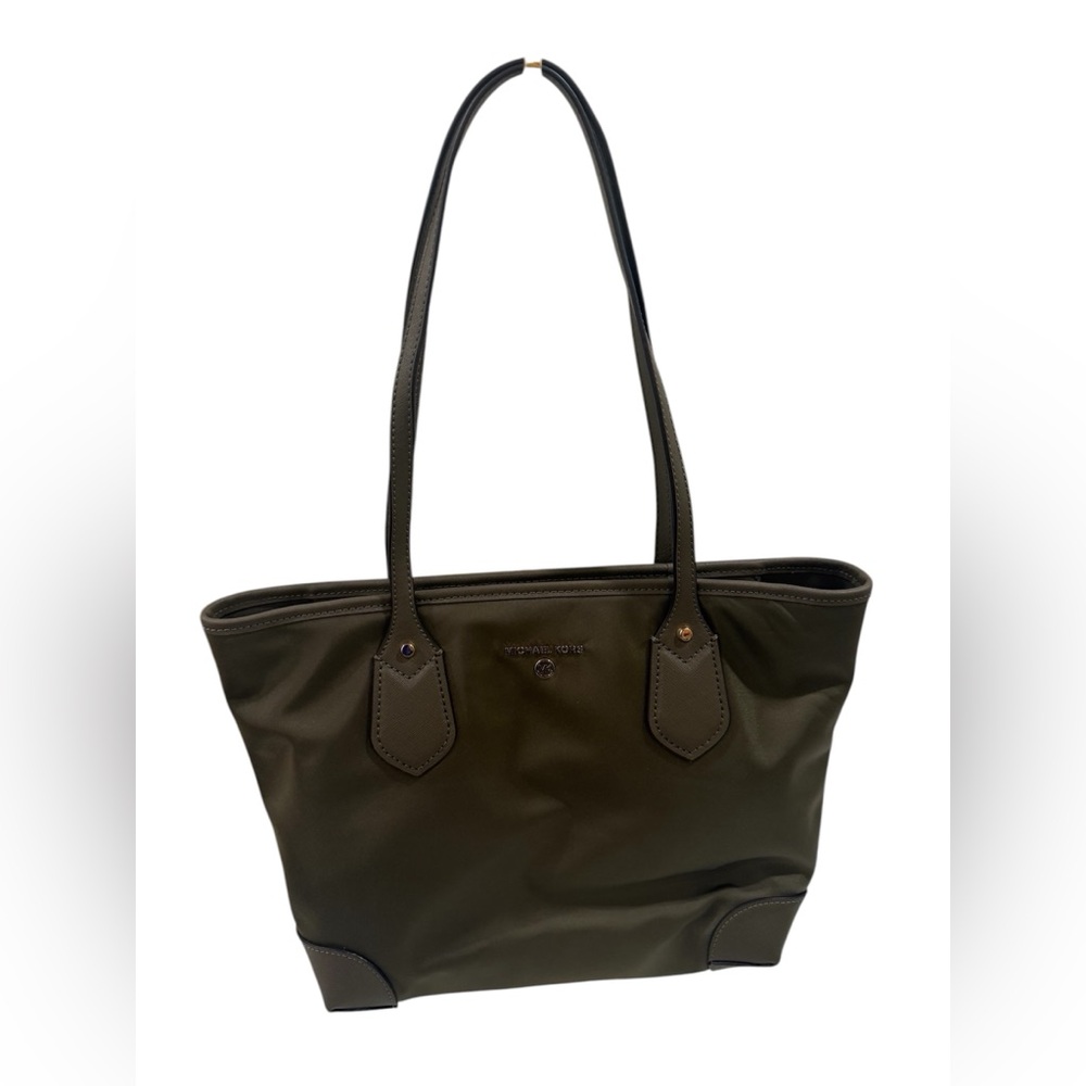 NEW Michael Kors Olive Nylon Eva Tote with Leather Trim ~ 14” L x 4.5” W x 10” H